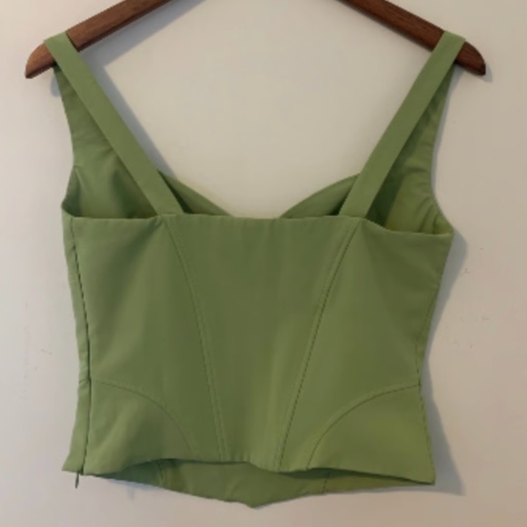 Zara Green Linen Blend Corset Top Size Small - Picture 4 of 9